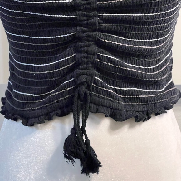 storia crop top large ruffle stripped Rayon Polyester - Picture 3 of 9